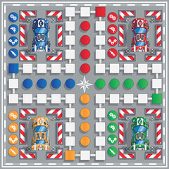 Fototapeta na wymiar Board game on the theme of car racing. Vector illustration.