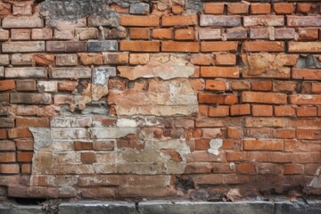 Brick, wall, or texture can all be utilized as a background. cracked and scratched brick texture. Generative AI