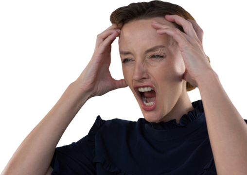 Business woman holding her head