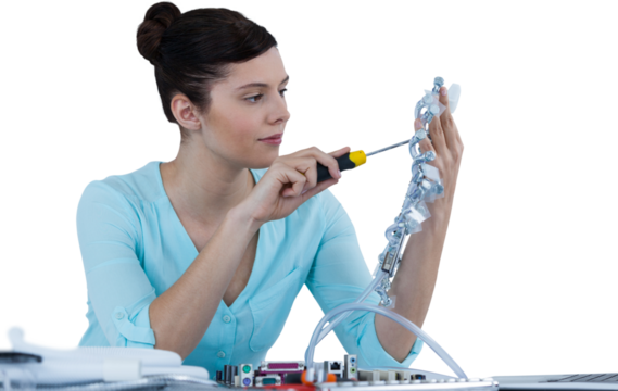 Computer engineer repairing computer parts