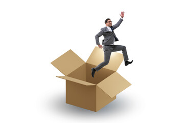 Think out of box concept with businessman