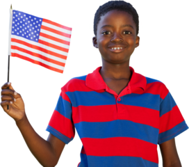 Little boy waving american flag