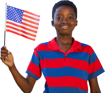 Little boy waving american flag