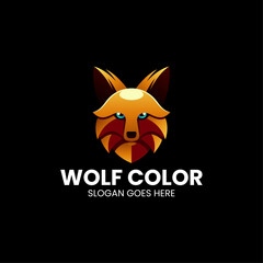 Vector Logo Illustration Wolf Gradient Colorful Style
