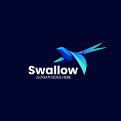 Vector Logo Illustration Swallow Gradient Colorful Style