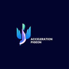 Vector Logo Illustration Pigeon Gradient Colorful Style