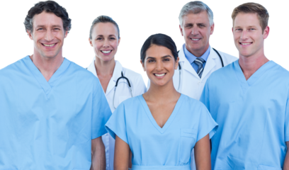 Portrait of confident doctors and surgeons smiling