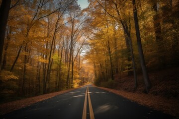 road in autumn forest