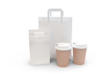 Disposable coffee cup and parcel bag