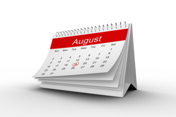 August on desk calendar