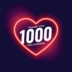show some love to 1000 followers with glowing red neon heart frame