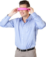 Happy young man using virtual video glasses
