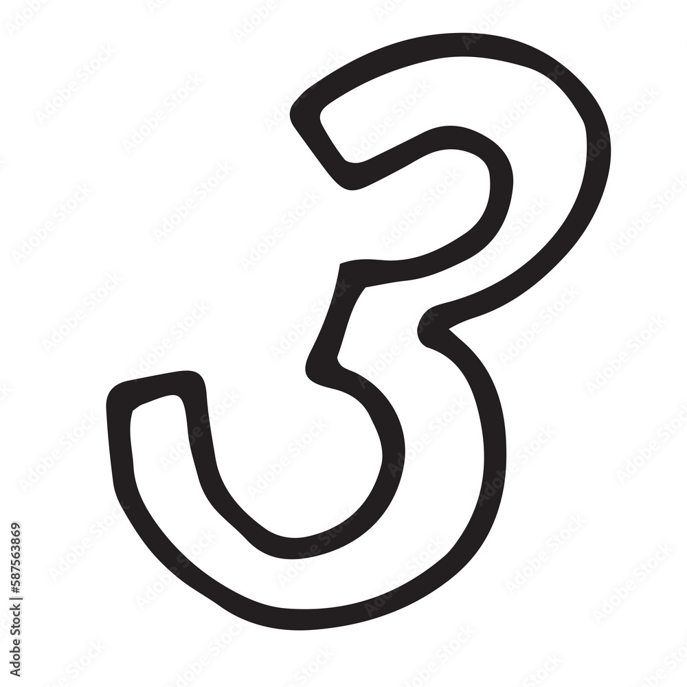 Poster digitally generated image of number 3