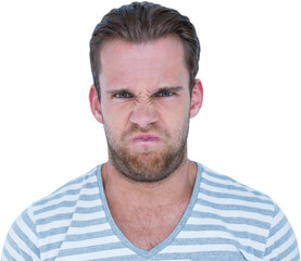 Angry man over white background