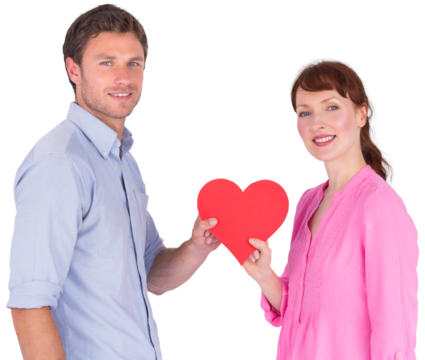 Couple holding a red heart - Powered by Adobe