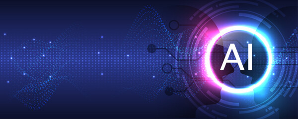 Artificial Intelligence(AI) abstract technology background. Hi-tech Neural networks and other modern technologies concepts. Technology sci-fi concept background. Machine Learning Concept.