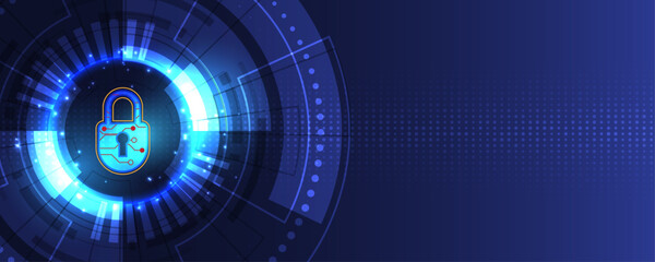 Network protection concept on abstract technology background. Protection data security concept. Cybersecurity digital Protection system innovation concept.