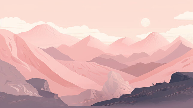 mountains minimal wallpaper pink © Oliver