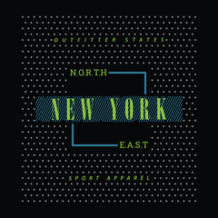 Vector illustration on the theme of New York City. Abstract Design. Typography, t-shirt graphics, poster, print, banner, flyer, postcard