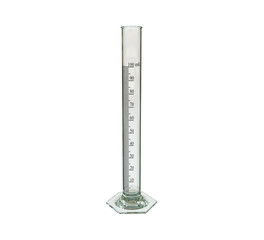 3D illustration of an empty measuring cylinder.