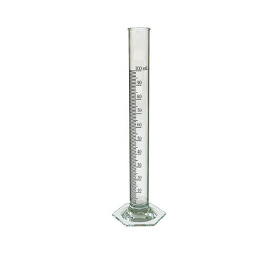 3D illustration of an empty measuring cylinder.
