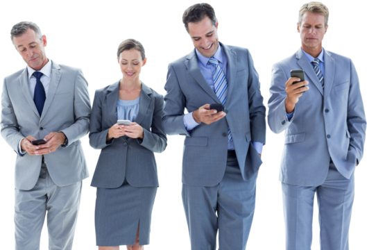 Employees using their mobile phone