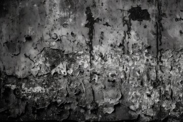 textured black and white wall with peeling paint. Generative AI