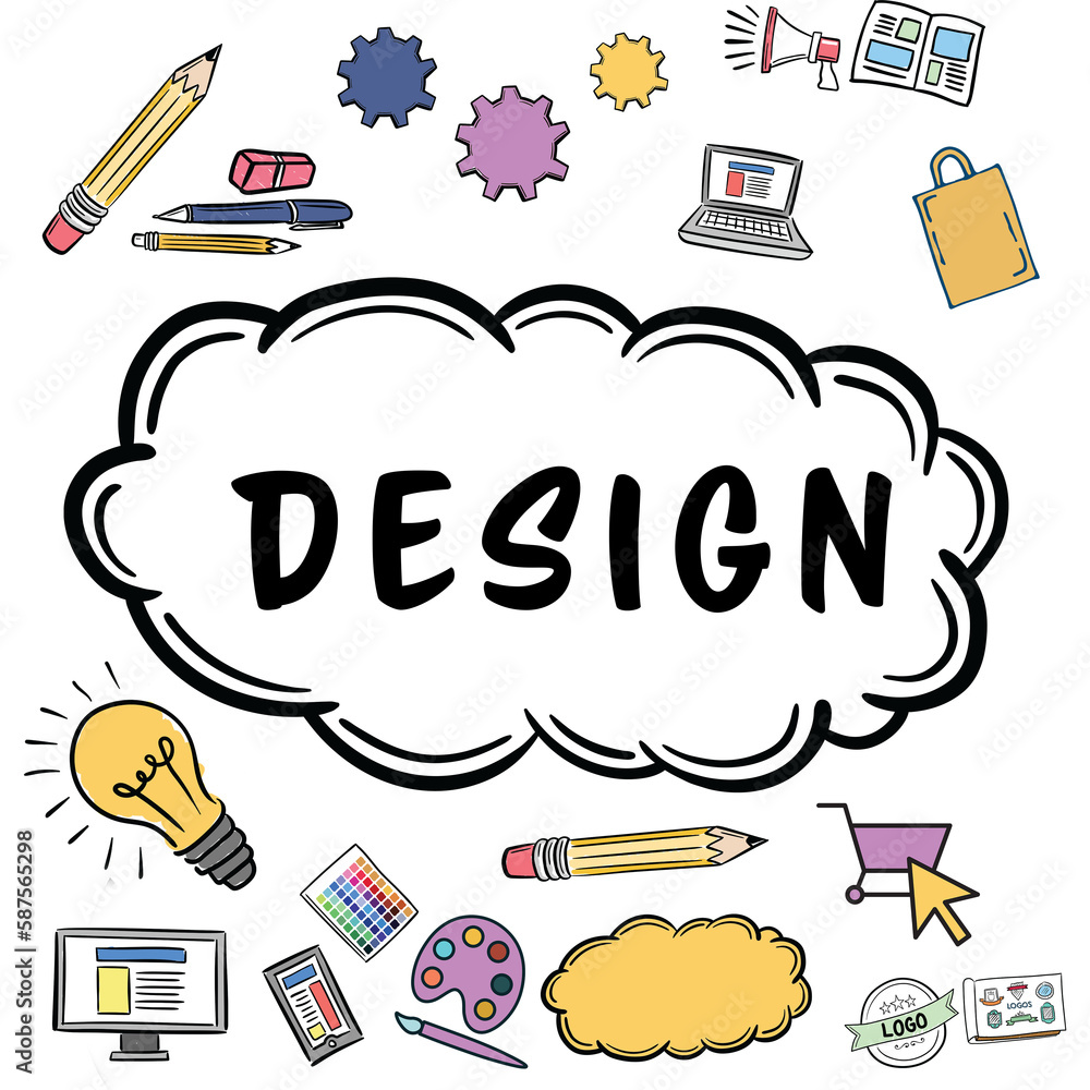 Poster design text amidst various web icons