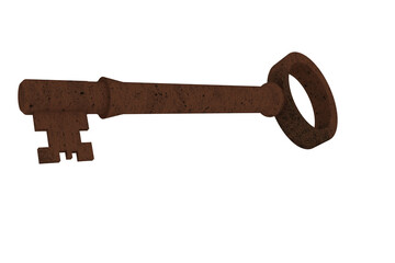 Digitally generated rusty old key