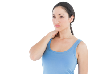 Pretty brunette with neck pain