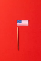 Fotobehang Centraal-Amerika  High angle view of flag of united states of america with copy space on red background