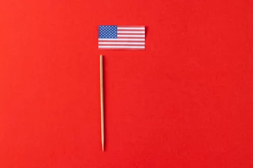 Foto op Plexiglas Centraal-Amerika  High angle view of flag of united states of america with copy space on red background