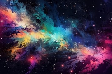 Obraz na płótnie Canvas Colorful cosmic illustration background with Generative AI