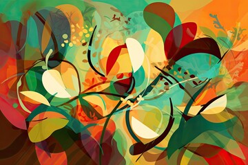 background image with abstract organic shapes that resemble natural forms such as leaves bright colors for a more energetic vibe  Generative AI