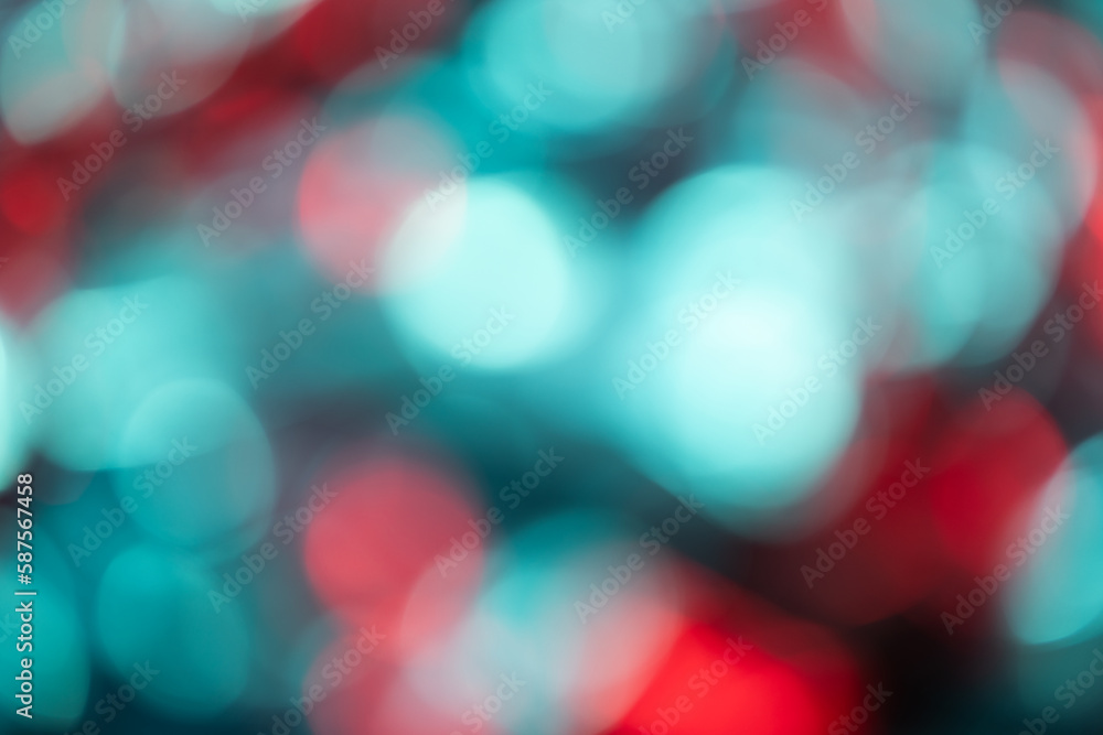 Poster close up of shiny multi coloured bokeh background with copy space