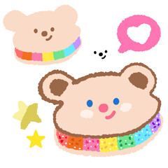 Icon cartoon cute breads and coffee egg flower colorful note template portfolio design by me no background