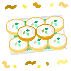 Icon cartoon cute thai dessert sweets food  note template portfolio design by me no background