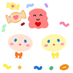 Icon cartoon cute breads and coffee egg flower colorful note template portfolio design by me no background