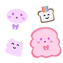 Icon cartoon cute breads and coffee egg flower colorful note template portfolio design by me no background