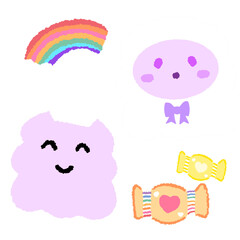 Icon cartoon cute breads and coffee egg flower colorful note template portfolio design by me no background