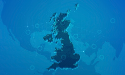 Fototapeta na wymiar United Kingdom Map Digital Business Background