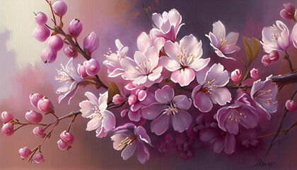 Vibrant cherry blossom bouquet brightens springtime outdoors generated by AI