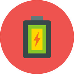 Battery Multicolor Circle Flat Icon