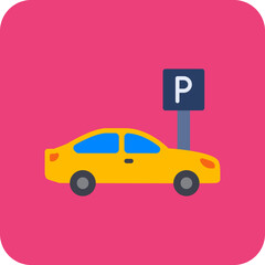 Parking Multicolor Round Corner Flat Icon