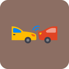 Collision Multicolor Round Corner Flat Icon