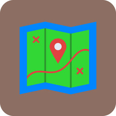 Map Multicolor Round Corner Flat Icon