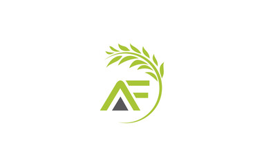 Laurel wreath green leaf logo and Vintage wheat logo design monogram with the letters and alphabets