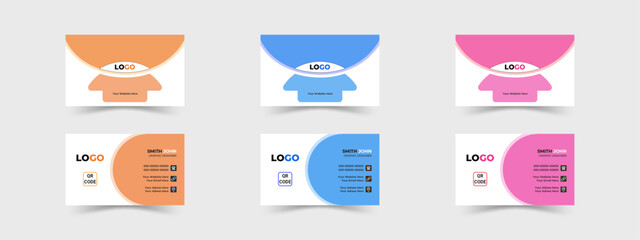 Modern creative business card and name card, horizontal simple clean template vector design, layout in rectangle size - featuring a bold color scheme.