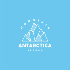 Iceberg Logo, Antarctic Mountains Vector In Ice Blue Color, Nature Design, Product Brand Illustration Template Icon