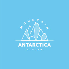 Iceberg Logo, Antarctic Mountains Vector In Ice Blue Color, Nature Design, Product Brand Illustration Template Icon